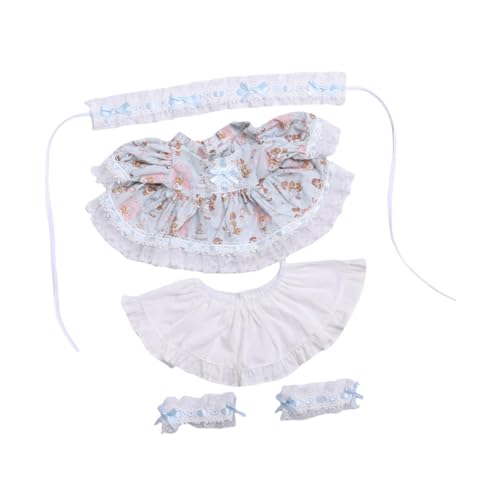 EHJRE Stoffpuppenkleid Mädchen Outfit Set (mit Stirnband) Kreieren Sie Ihre Eigene Flexible Puppe, Blau von EHJRE