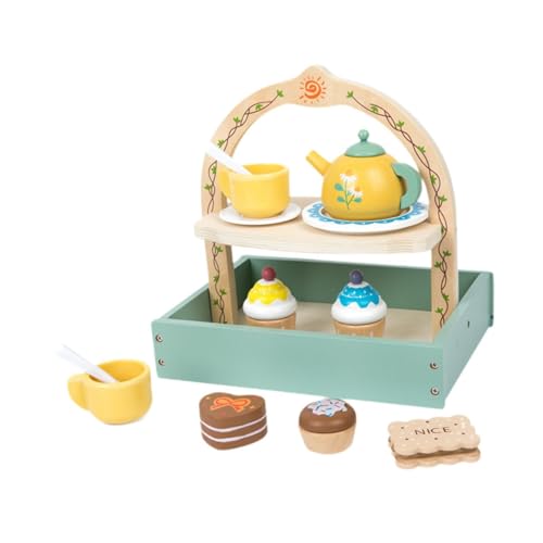 EHJRE Teeparty Set Aus Holz für Kleine Mädchen. Holzspielzeug für Kinder Im Alter von 3–6 Jahren von EHJRE