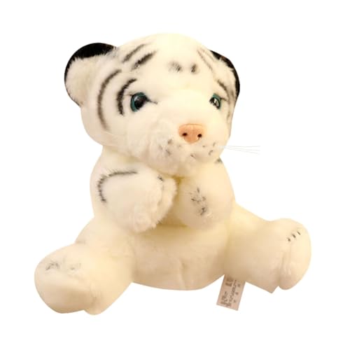 EHJRE Tierhandpuppen Aus Plüsch, Tiger Spielzeug für Kinder Im Vorschulalter, Bewegliche Fingerpuppen, Weiß von EHJRE