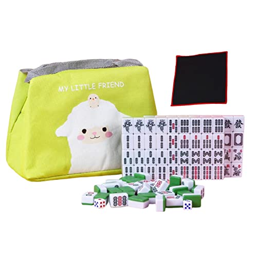 EHJRE Tragbares Chinesisches Mahjong Spielset mit Aufbewahrungsbox, Leichtes Unterhaltungs Reise Mahjong Set für Die Freizeit Der Familie, Kinder, Jungen Un, GRÜN von EHJRE