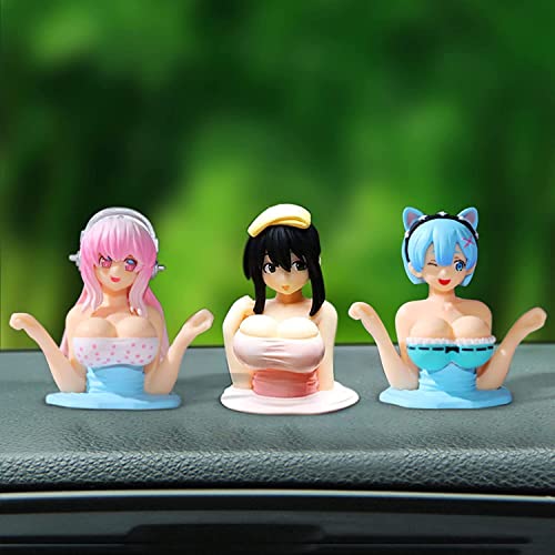 EHOTER Kanako Chest Shaking Anime Figure Ornaments Interessante Anime Figur Modell Statue Kawaii Spielzeug für Auto Haus Desktop Dekoration Ornamente Sammlung als Geschenke (3PCS) von EHOTER