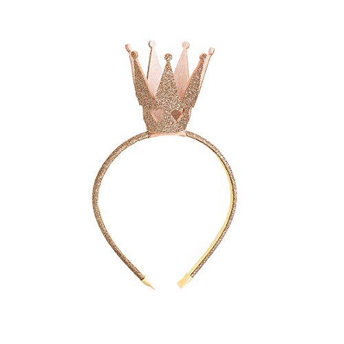 EHOTER Krone Stirnband Kinder Haarband Kopfschmuck Haarschmuck Glänzend Geburtstagskrone Haarschleife für Mädchen Baby Geburtstagsfeier Prinzessin Party Karneval Ostern Dekoration Geschenk (Gold) von EHOTER