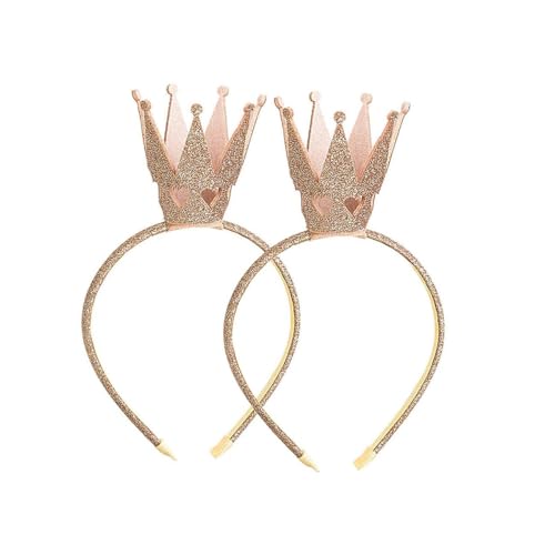 EHOTER Krone Stirnband Kinder Haarband Kopfschmuck Haarschmuck Glänzend Geburtstagskrone Haarschleife für Mädchen Baby Geburtstagsfeier Prinzessin Party Karneval Ostern Dekoration Geschenk (Gold*2) von EHOTER