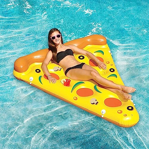 EHOTER Luftmatratze Pool Pizza Pool Spielzeug Luftmatratze Wasser Pool Zubehör Spaß Wasserhängematte Luftmatratze Pool Erwachsene 4 IN 1 Wasserspielzeug für Sessel Hängematte Matratzen Sitz von EHOTER