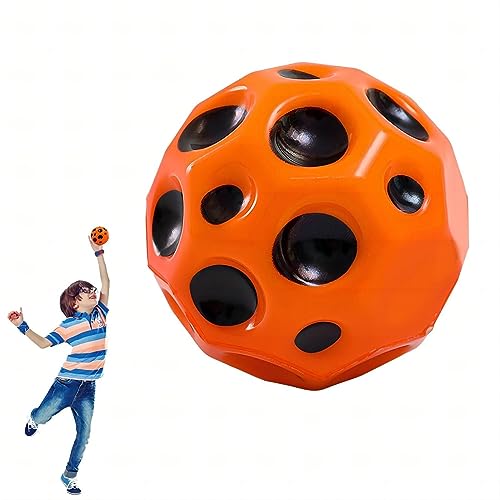 EHOTER Moon Ball Space Ball Hohe Springende Lightweight Foam Ball Sport Training Ball Hohe Bounce Loch Ball Hüpfbälle für Kinder Erwachsene Training Geschenk (Orange) von EHOTER