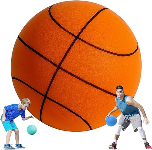 EHOTER Silent Basketball Unbeschichteter Schaumstoffball Trainings Basketball Größe 7, 5, 3 Mini Basketball Softball Leiser Ball Trainingsschaumball Mute Bouncing Ball für Indoor Outdoor (Orange,7) von EHOTER