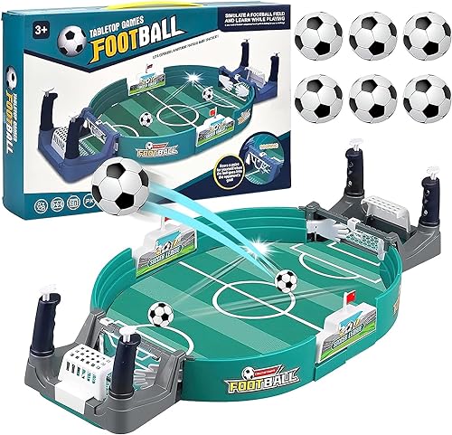 Interaktives Tischfußballspiel mit 6 Fußbälle Mini Tischkicker Desktop Tisch Fußball Kit Innen 2 Spieler Party Tischkicker Eltern Kind Spiel Spielzeug Geschenk für Kinder Erwachsene von EHOTER