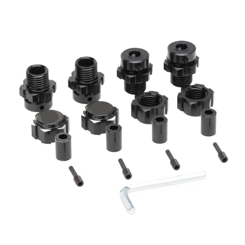 4 Stück Schwarze 17-mm-Sechskantmuttern-Adapter-Radnaben, kompatibel mit E-Revo RC Cars Extension Combiner im Maßstab 1:10 von EHxCUF