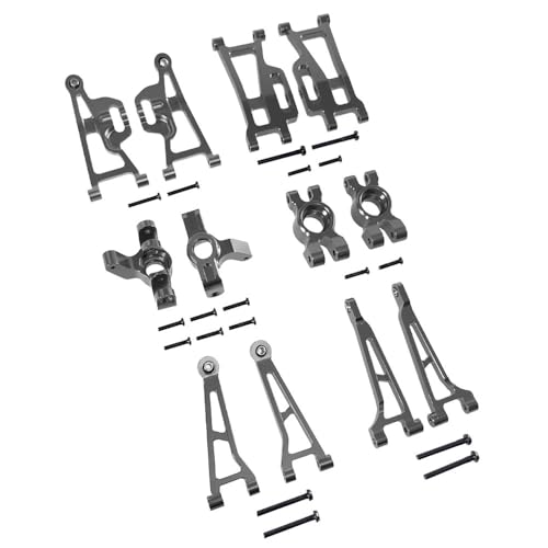 EHxCUF 1/14 RC-Car-Ersatzteile, kompatibel mit 14210-09 H14BM Metall-Lenkschalen vorne und hinten, Aufhängungsarme, obere und untere Hinterradnaben(Titanium) von EHxCUF