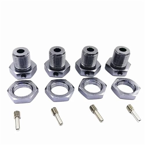 EHxCUF 17-mm-Metallrad-Sechskantnaben-Reifen-Adaptermutter-Set mit 4 Stück Kompatibel mit 5-mm-kompatible RC-Car-Modelle im Maßstab 1:10(Titanium) von EHxCUF