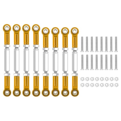 EHxCUF 8PCS Metall Zugstange Lenkservogestänge Arm Spurstangenköpfe Kompatibel Mit B14 C14 C24 C14K C24K MN90 MN45 MN99 1/16 RC Autos(8PCS Gold) von EHxCUF