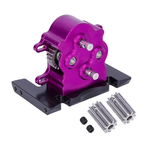 EHxCUF Aluminium Dual Transmission Dig Overdrive Getriebe mit Delrin Skid Kompatibel mit 1/10 RC Crawler Cheater Rigs kompatibles Upgrade(Purple) von EHxCUF