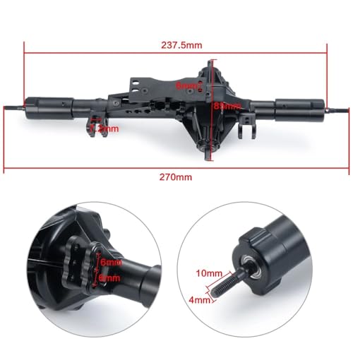 EHxCUF Aluminium-Mittelachsen-Upgrade Kompatibel mit 1/10 RC Crawler, kompatibel mit 90018 und 90020 Teilen von EHxCUF