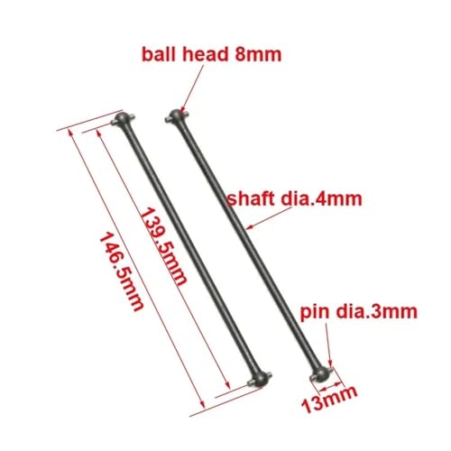 EHxCUF Kompatibel 1:8 RC Modell Auto DIY Antriebswelle Verbindungsstange Hundeknochen Übertragungsachse 80,5 mm bis 139,5 mm 2 Stück(139.5MM) von EHxCUF