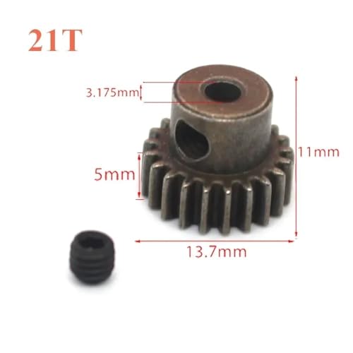 EHxCUF Kompatible 1/10 RC Teile Metall Diff Hauptgetriebe 64T und 21T Motor Ritzel(21T) von EHxCUF