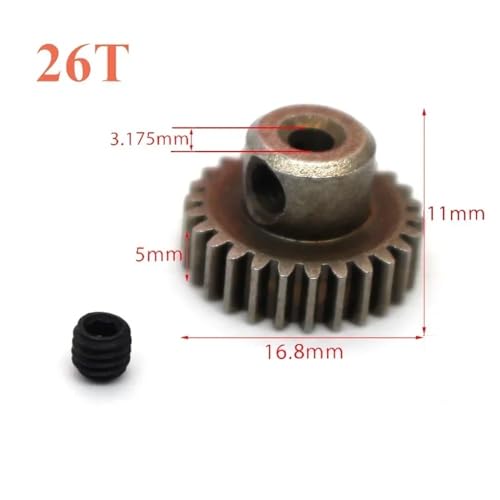 EHxCUF Kompatible 1/10 RC Teile Metall Diff Hauptgetriebe 64T und 21T Motor Ritzel(26T) von EHxCUF