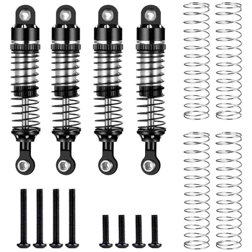 EHxCUF Kompatible Aluminium-Stoßdämpfer Kompatibel mit 1/18 TRX-4M Bronco RC Crawler, 4 Stück vordere und hintere Dämpfer(Black) von EHxCUF