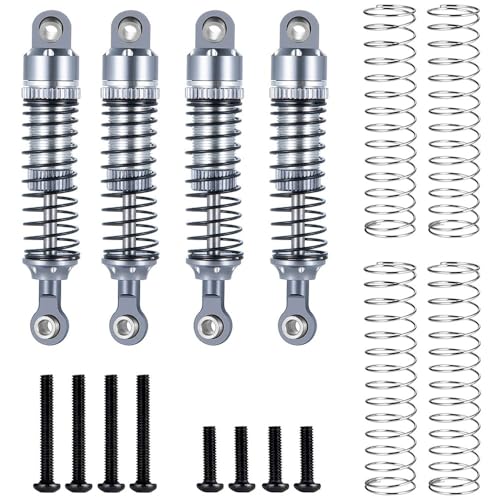 EHxCUF Kompatible Aluminium-Stoßdämpfer Kompatibel mit 1/18 TRX-4M Bronco RC Crawler, 4 Stück vordere und hintere Dämpfer(Titanium) von EHxCUF