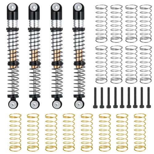 EHxCUF Kompatible Metall-Stoßdämpfer-Dämpfer 53 mm Kompatibel mit 1/24 RC Crawler-Modelle SCX24 C10, 4 Stück(Black Silver) von EHxCUF