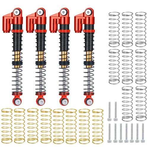 EHxCUF Kompatible Metall-Stoßdämpfer-Dämpfer Kompatibel mit 1/24 RC-Crawler-Autos, einschließlich SCX24 C10, 4 Stück, 53 mm(RED Black) von EHxCUF
