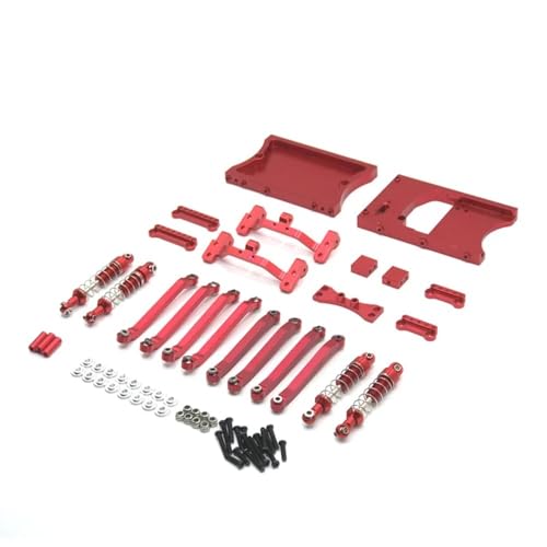 EHxCUF Kompatible RC-Auto-Ersatzteile Kompatibel mit 1/12 D91 D96 MN98 99S, Metall-Spurstangen, Lenkgetriebe und Kabinen-Heckbalken-Upgrade-Kits(RED) von EHxCUF