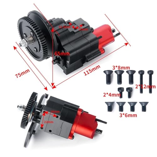 EHxCUF Kompatible Upgrade-Teile, Metallgetriebe, Getriebekasten mit Grabengetriebe, 2 Geschwindigkeiten Kompatibel mit RC-Crawler-Autos im Maßstab 1:10 von EHxCUF