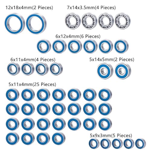 EHxCUF Kompatible Upgrade-Teile Kompatibel mit VS4-10 RC Car 48-teiliger Metall-Radnaben-Achsen- und abgedichteter Lagersatz von EHxCUF
