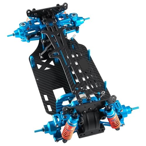 EHxCUF Kompatibles Aluminium- und Kunststoffrahmen-Chassis mit Stoßdämpferrädern und Riemenantriebsschwinge Kompatibel mit TT01 1/10 RC-Autoteile von EHxCUF