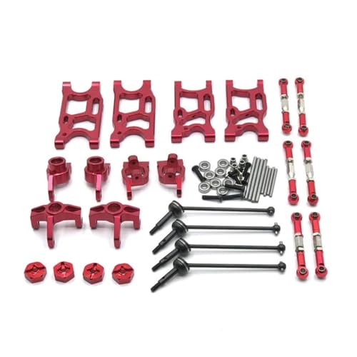 EHxCUF Metall-Antriebswellen-Upgrade-Set von 9 Kompatibel mit kompatible 1/14 RC Cars Racing 144010 144001 144002 124017 124016 124018 124019(RED) von EHxCUF