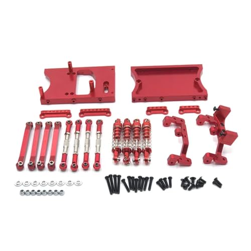 EHxCUF Metall Chassis Servo Halterung Zugstangen Mit Stoßdämpfer Kompatibel mit Kompatible 1/12 RC Autos MN D91 MN99S Upgrade Teile(RED) von EHxCUF