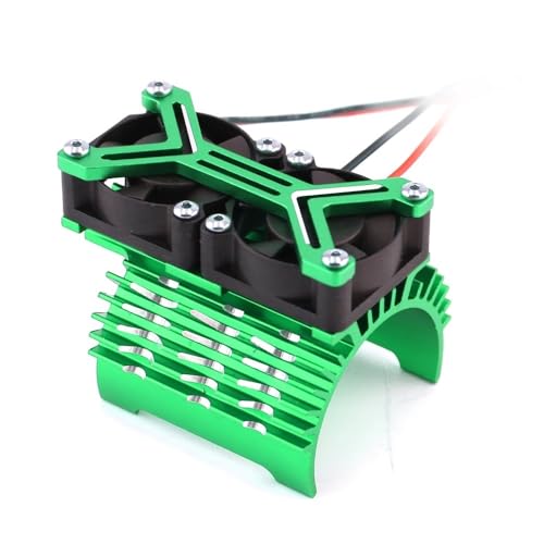 EHxCUF Metall Dual Lüfter Kompatibel mit 4068 4074 4082 4268 4274 Motoren Kühlkörper Kompatibel mit 1/7 1/8 Skala RC Autos Upgrade Teile(Green) von EHxCUF