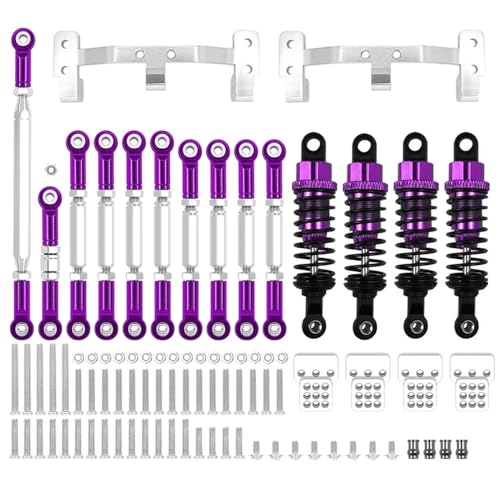 EHxCUF Metall Link Rod Zugstange Halterung und Stoßdämpfer Set kompatibel mit MN und MN99S RC Auto Upgrade Zubehör(MN Purple) von EHxCUF