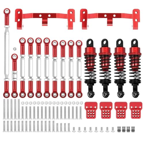 EHxCUF Metall Link Rod Zugstange Halterung und Stoßdämpfer Set kompatibel mit MN und MN99S RC Auto Upgrade Zubehör(MN RED) von EHxCUF