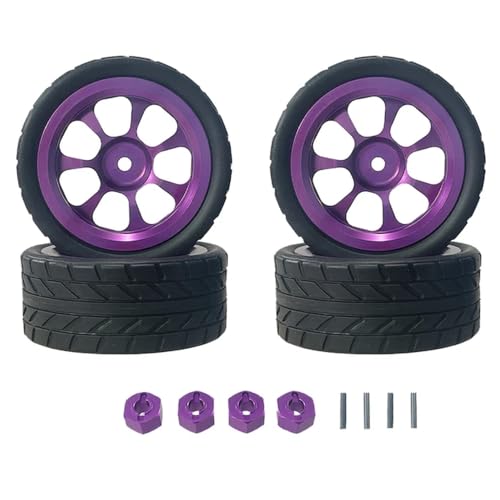 EHxCUF Metall-Radnaben-Reifen-Stecker-Upgrade-Teile Kompatibel mit Hyper Go 1/14 14301 14303 RC-Car-kompatible Modifikationen(Purple) von EHxCUF