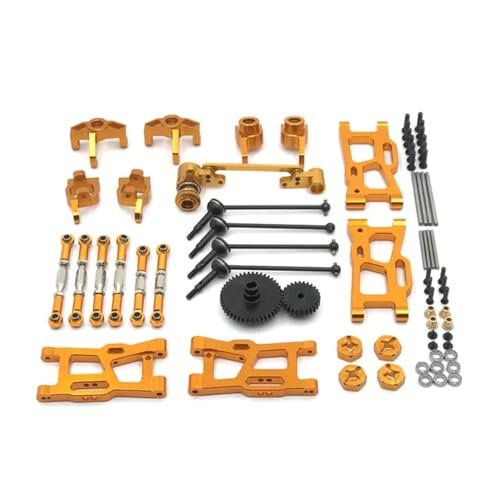 EHxCUF Metall-Upgrade-Kit Kompatibel mit RC-Car-Teile, kompatibel mit 124016 124017 124018 124019 144001 144010. Enthält Antriebswellen-Zugstange, Schwenkarm-Lenkschalengetriebe(GOLDEN) von EHxCUF