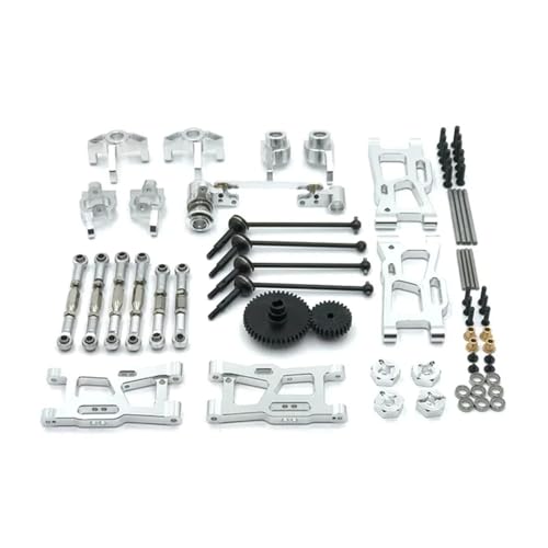 EHxCUF Metall-Upgrade-Kit Kompatibel mit RC-Car-Teile, kompatibel mit 124016 124017 124018 124019 144001 144010. Enthält Antriebswellen-Zugstange, Schwenkarm-Lenkschalengetriebe(Silver) von EHxCUF