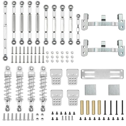 EHxCUF Metall Upgrade Lenkung Zugstange Stoßdämpfer Servo Stange Basis Kompatibel Mit WPLC14 C24 1/16 MN 99S B90 98 RC Auto Teile(Silver FORMN) von EHxCUF