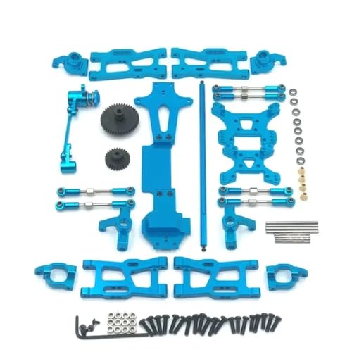 EHxCUF Metall-Upgrade-Teile-Set Kompatibel mit 1/14 RC-Autos, kompatibel mit 144001, 144002, 144010, mit Schwingenverbindungsstange und Lenkblock(Blue) von EHxCUF