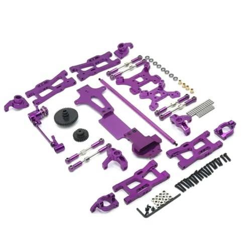 EHxCUF Metall-Upgrade-Teile-Set Kompatibel mit 1/14 RC-Autos, kompatibel mit 144001, 144002, 144010, mit Schwingenverbindungsstange und Lenkblock(Purple) von EHxCUF