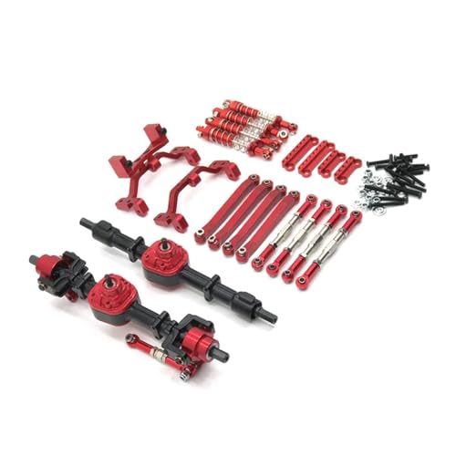 EHxCUF Metall Upgrade Vorder- und Hinterachse Montage Spurstange Stoßdämpfer Kit kompatibel mit MN 1/12 Serie D91 D96 MN98 99S RC Auto Teile(Burgundy) von EHxCUF