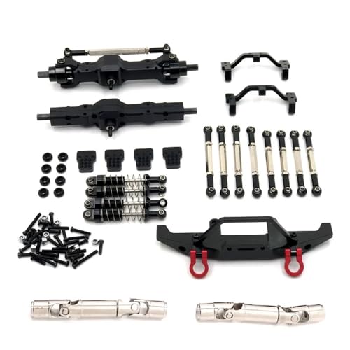 EHxCUF Metall Vorder- und Hinterachse Chassis Verbindungsstange Zugstangenhalterung Stoßdämpfer Upgrade Teile Set Kompatibel mit 1/16 RC Auto kompatibel mit C14 C24 C24-1(Black) von EHxCUF