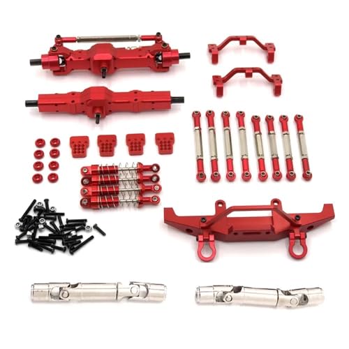 EHxCUF Metall Vorder- und Hinterachse Chassis Verbindungsstange Zugstangenhalterung Stoßdämpfer Upgrade Teile Set Kompatibel mit 1/16 RC Auto kompatibel mit C14 C24 C24-1(RED) von EHxCUF