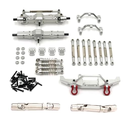 EHxCUF Metall Vorder- und Hinterachse Chassis Verbindungsstange Zugstangenhalterung Stoßdämpfer Upgrade Teile Set Kompatibel mit 1/16 RC Auto kompatibel mit C14 C24 C24-1(Silver) von EHxCUF