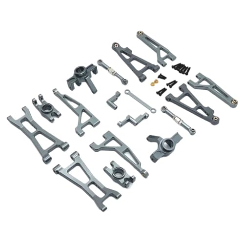 EHxCUF Metall-Vorder- und Hinterradaufhängungsarm und Lenkbecher-Verbindungsstangen-Set Kompatibel mit 1/16 RC-Autos, Upgrade-Teile, kompatibel mit 16207, 16208, 16209, 16210(16207 Grey) von EHxCUF