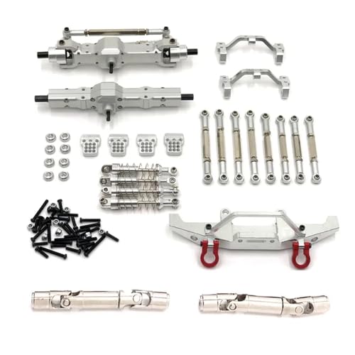 EHxCUF Metallachsen-Chassis-Verbindungsstange und Stoßdämpfer-Upgrade-Set Kompatibel mit 1/16 RC-Autos, kompatibel mit den Modellen C14 C24 C24-1(Silver) von EHxCUF