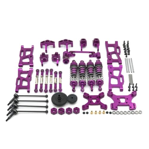 EHxCUF Metallteile-Upgrade-Kit Kompatibel mit RC-Cars, kompatibel mit den Modellen 144001 144002 144010 124017 124019 Schwingarm- und Stoßdämpfer-Set(Purple) von EHxCUF