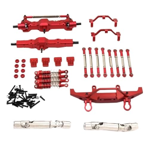 EHxCUF Neunteiliger Satz Metall-Upgrade-Spurstange und Stoßdämpfer Kompatibel mit RC-Cars, kompatibel mit FY003-5A C14 C24 1/16 Modellen(RED) von EHxCUF