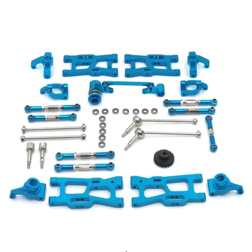 EHxCUF Upgrade Metall Kit Kompatibel mit Antriebswelle Zugstange Schwinge Lenkung kompatibel mit 144010 144002 124017 124019 124018 144001 124007 RC Auto Teile(Blue) von EHxCUF