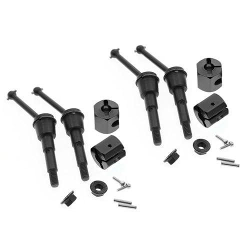 EHxCUF Upgrade-Teile-Set Kompatibel mit 1/24 4WD RC-Auto, kompatibel mit SW-01, inklusive 4 Metall-Antriebswellen und Adaptermuttern(Black) von EHxCUF