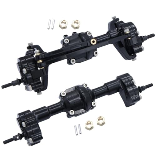 EHxCUF Upgrade des vorderen und hinteren Portalachsgetriebes aus schwarzem Metall, kompatibel mit 1/24 RC-Autozubehör FMS von EHxCUF
